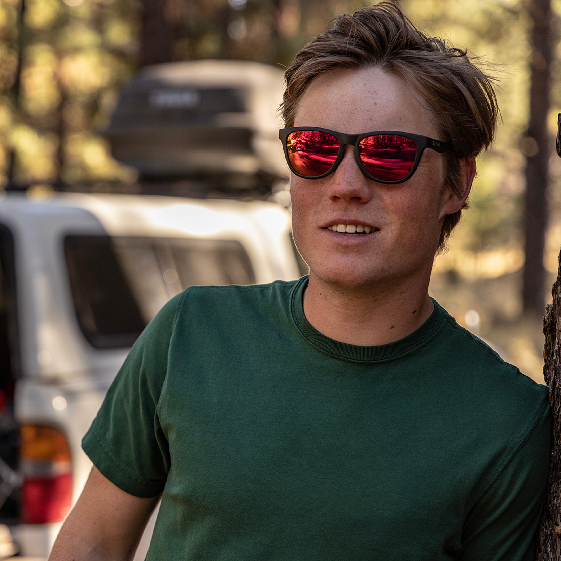 Topsail, Matte Black + Polarized Red Mirror Lens