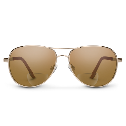 Aviator Reader, Gold + Polarized Brown 250 Lens