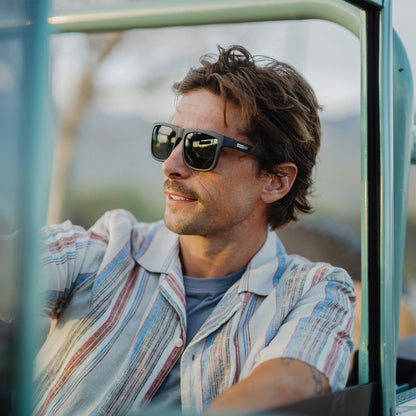 Quiver, Matte Black + Polarized Gray Green Lens