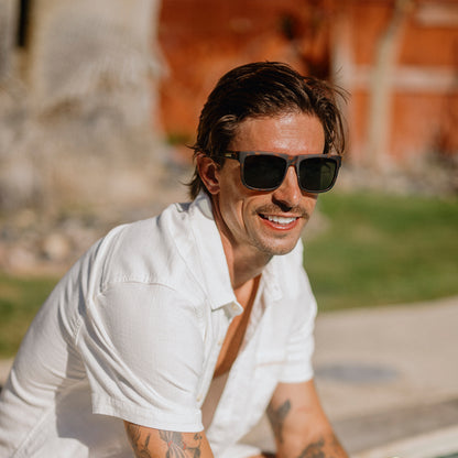 Quiver, Matte Black + Polarized Gray Green Lens