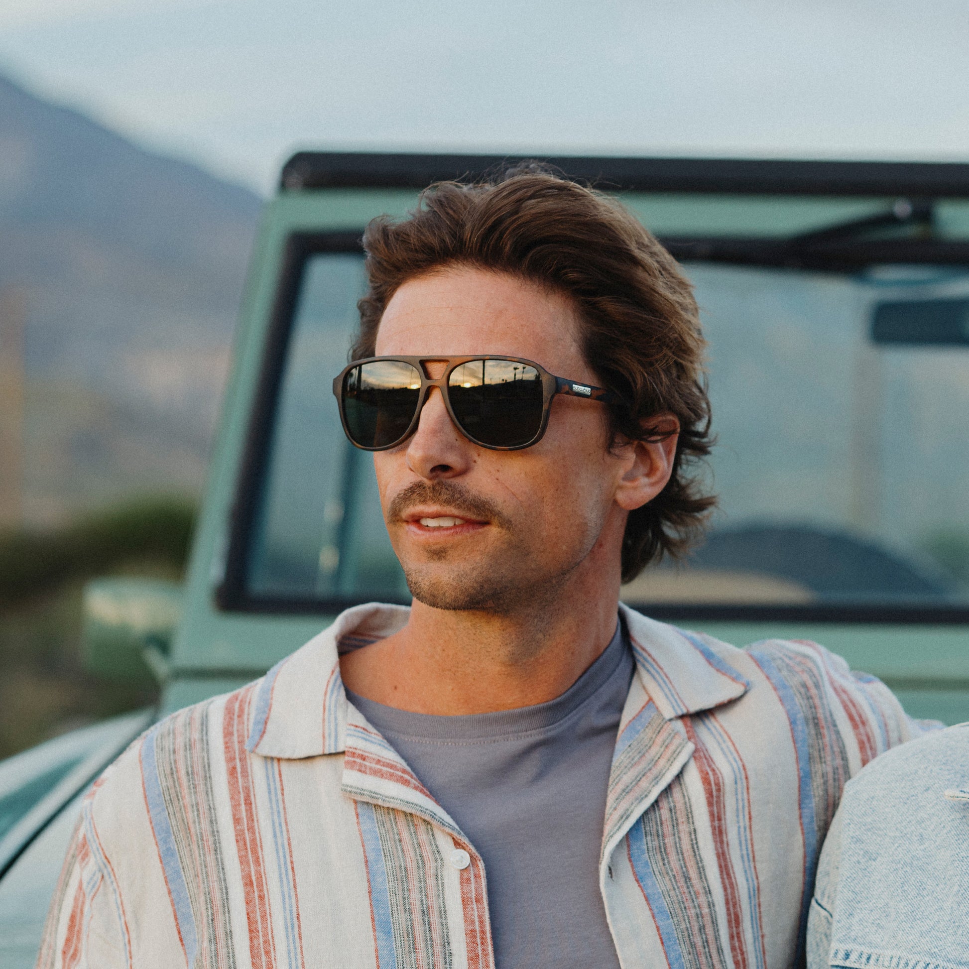 Sandy, Black + Polarized Gray Green Lens