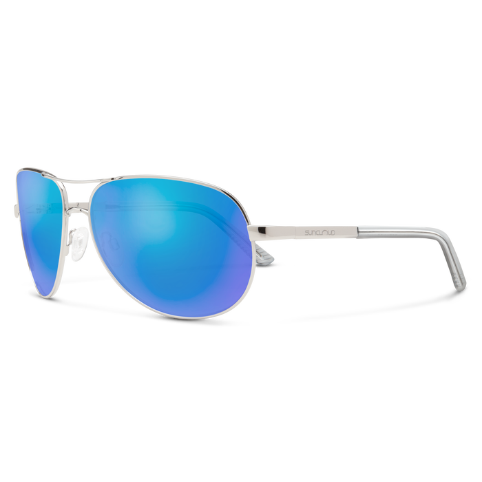 Aviator, Silver + Polarized Blue Mirror Lens, hi-res