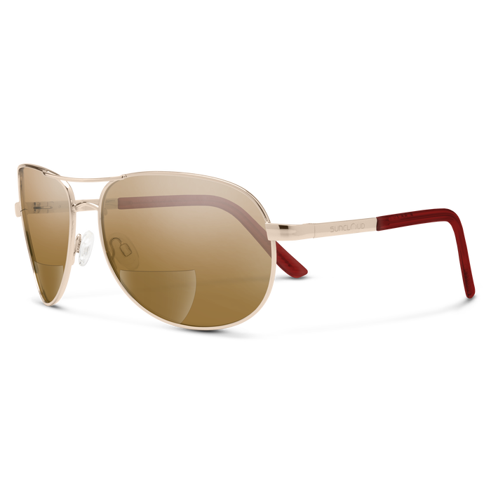 Aviator Reader, Gold + Polarized Brown 1.50 Lens, hi-res